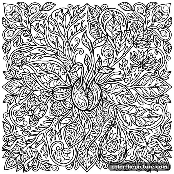 Mandala with Seed and Sprout Patterns coloring page