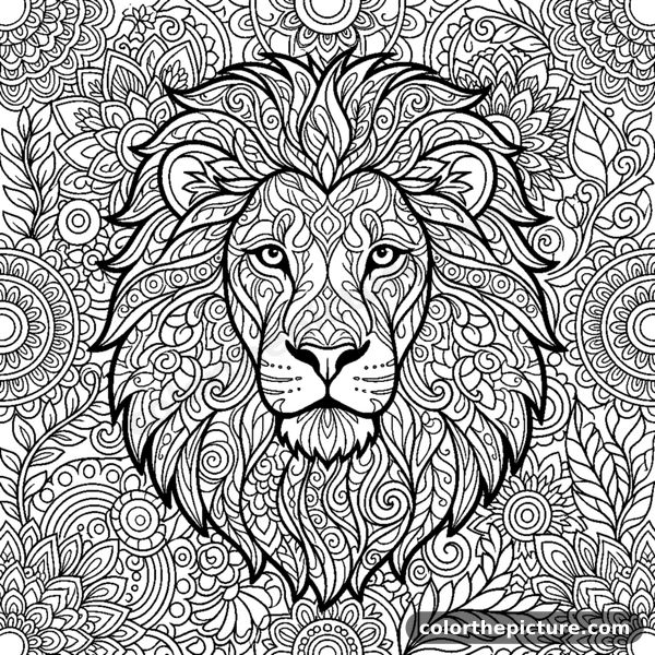 Lion's Mane Zentangle Mandala coloring page
