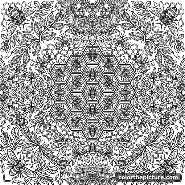 Geometric Honeycomb Mandala coloring page