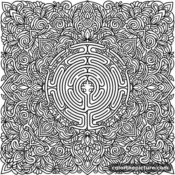 Symmetrical Labyrinth Mandala coloring page
