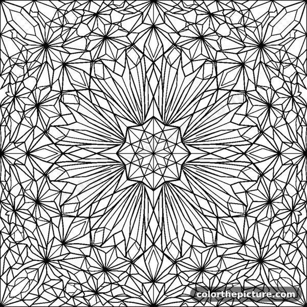 Geometric Diamond Crystal Mandala coloring page