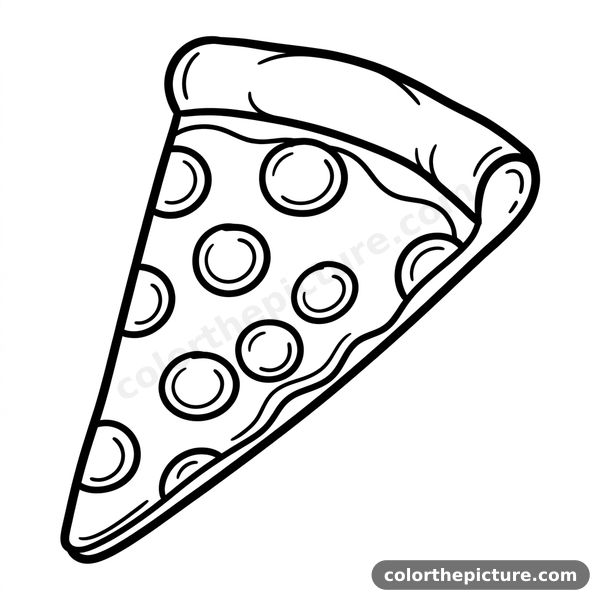 Pepperoni Pizza Slice Coloring Page