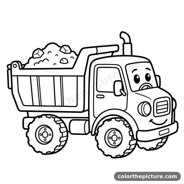 Cute Dump Truck Coloring Page