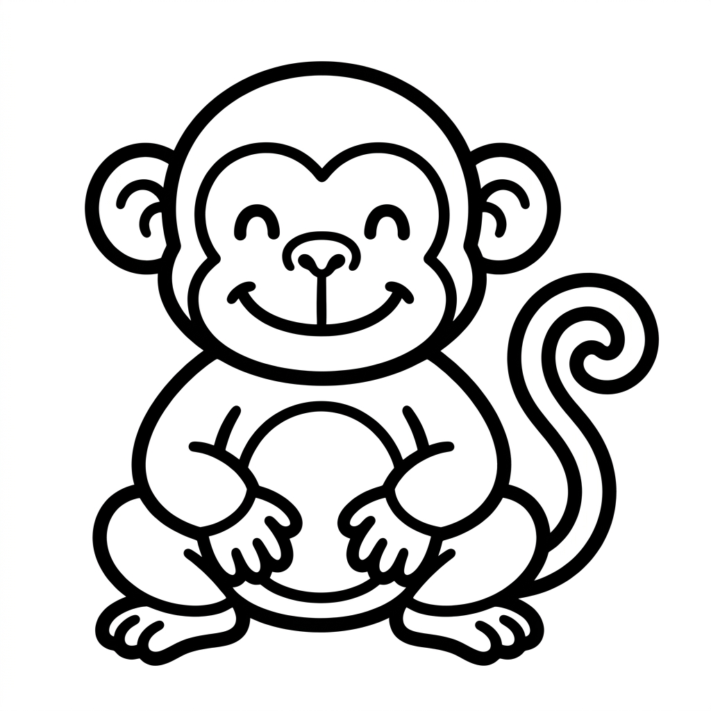Cute Monkey Coloring Page