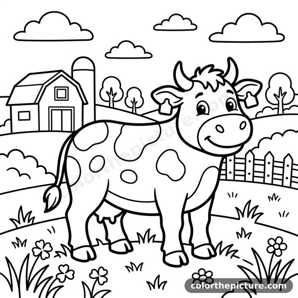 Cow on the Farm Coloring Page
