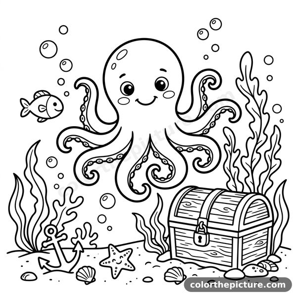 Underwater Octopus Coloring Page