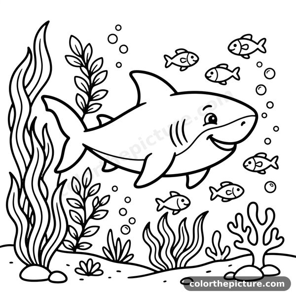 Underwater Shark Coloring Page