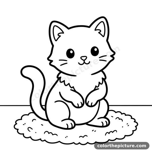 Cute Kitten Coloring Page