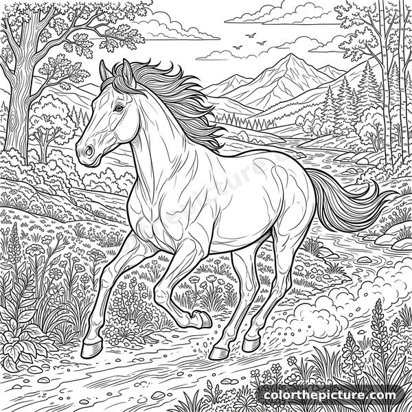 Running Horse Coloring Page