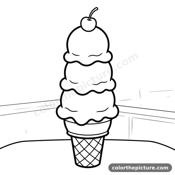 Ice Cream Cone Coloring Page