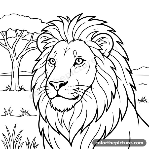 Lion Portrait Coloring Page