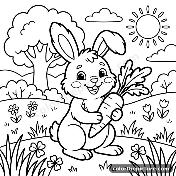 Rabbit and Carrot Coloring Page