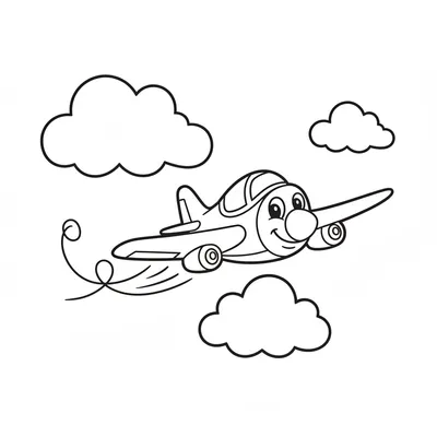 Cute Airplane Doing Loops in the Sunny Sky Coloring Page