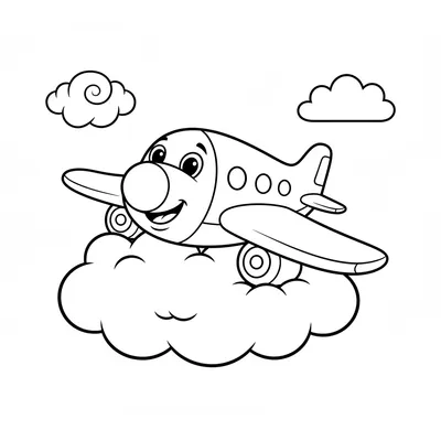 Joyful Airplane Flying with Bird Friends Coloring Page