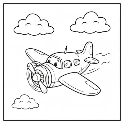 Brave Airplane Climbing High into the Sky Coloring Page