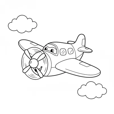 Bright Little Airplane Smiling at the Sun Coloring Page