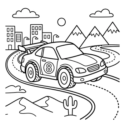 Race Track Car Coloring Page