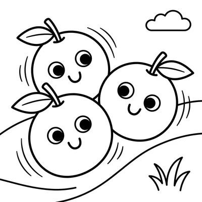 Cute Oranges Coloring Page