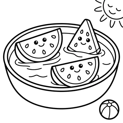 Cute Floating Watermelons Coloring Page
