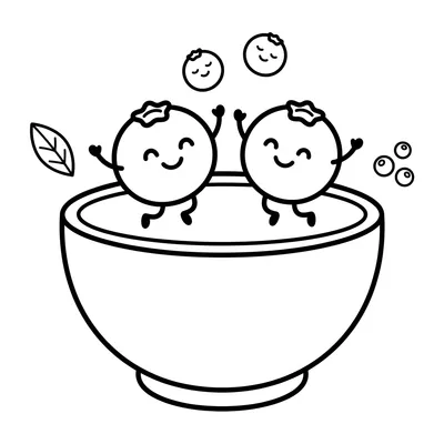 Cute Blueberries Coloring Page