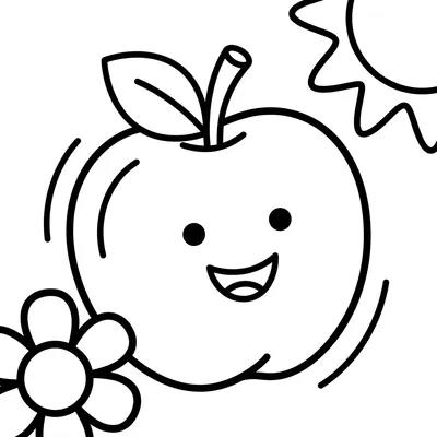 Cheerful Apple Friend Waving Hello Coloring Page