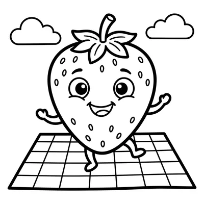 Dancing Strawberry Coloring Page
