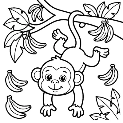 Playful monkey hanging from a branch