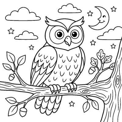 Owl perched on a tree branch