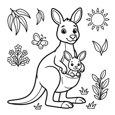 Kangaroo with a baby joey in its pouch