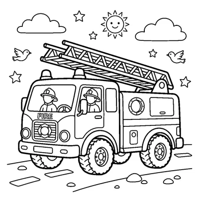 Fire truck with a tall ladder