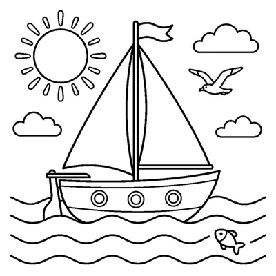 Sailboat with a big sail on the sea