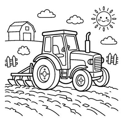 Tractor plowing a farm field