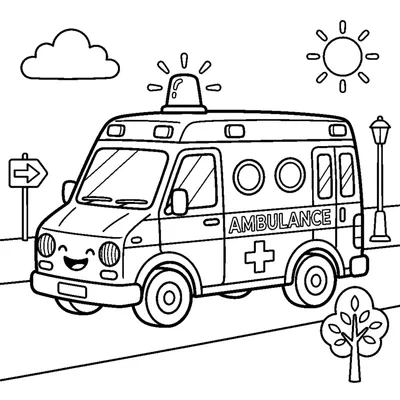 Ambulance with a siren light