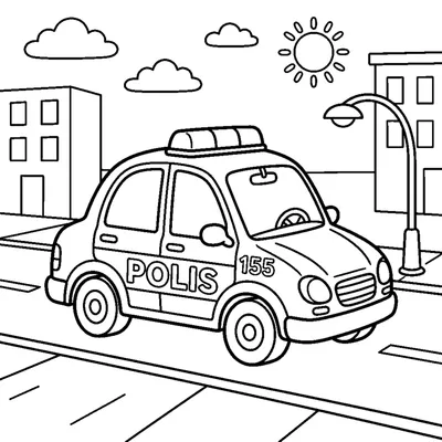 Police car on a city street