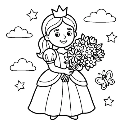 Princess holding a bouquet of flowers