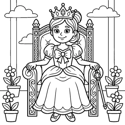 Princess sitting on a royal throne