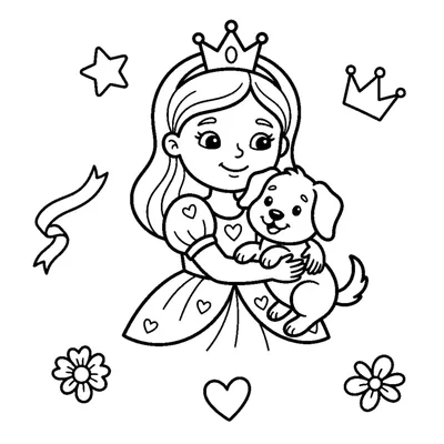 Princess holding a puppy in her arms