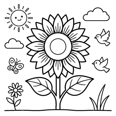 A single big sunflower with leaves