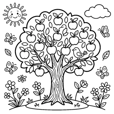 An apple tree full of fruit