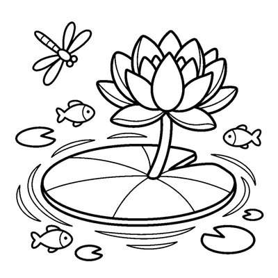 A lily pad with a flower on a pond