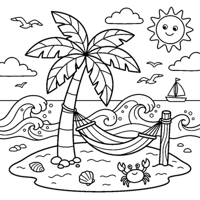 A palm tree on a beach with waves