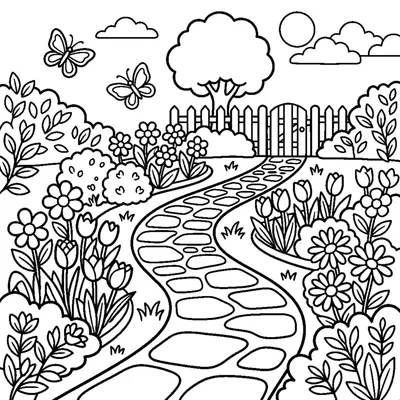 A garden path lined with flowers