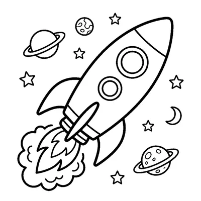A rocket ship flying among the stars