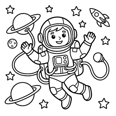 A friendly astronaut floating in space