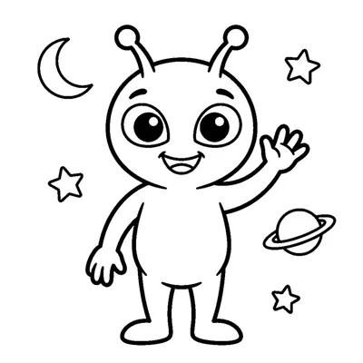 A cute alien waving hello