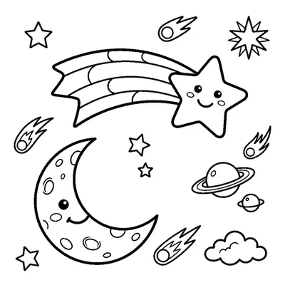 A shooting star over the moon