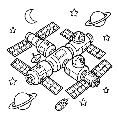 A space station with solar panels
