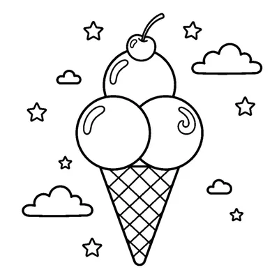 An ice cream cone with three scoops