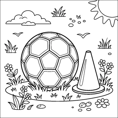 A single soccer ball resting on the grass