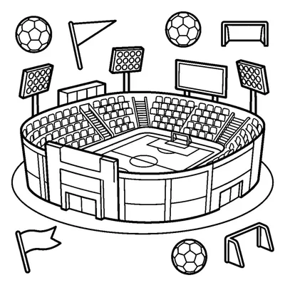 A stadium silhouette with rows of empty seats
